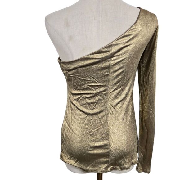 Trina Turk Gold Stretch One Shoulder Club Disco Top - Picture 4 of 7